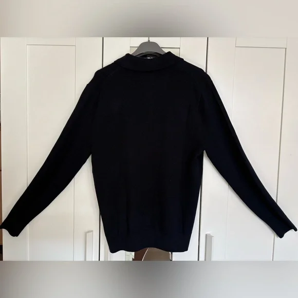 Men’s Banana Republic MERINO LONG-SLEEVE SWEATER POLO- Navy Blue - Picture 7 of 9